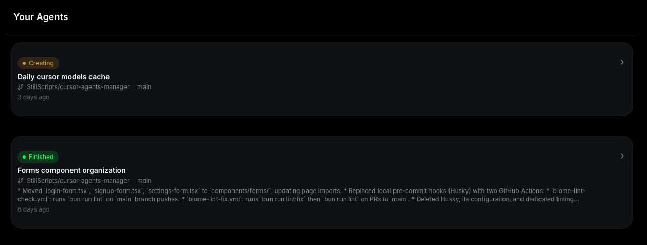 Your Agents Dashboard